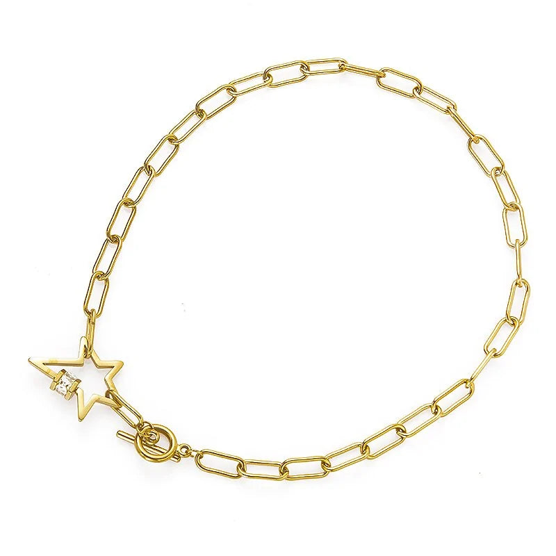 Collar de Estrella con Cierre de Acero Inoxidable Dorado