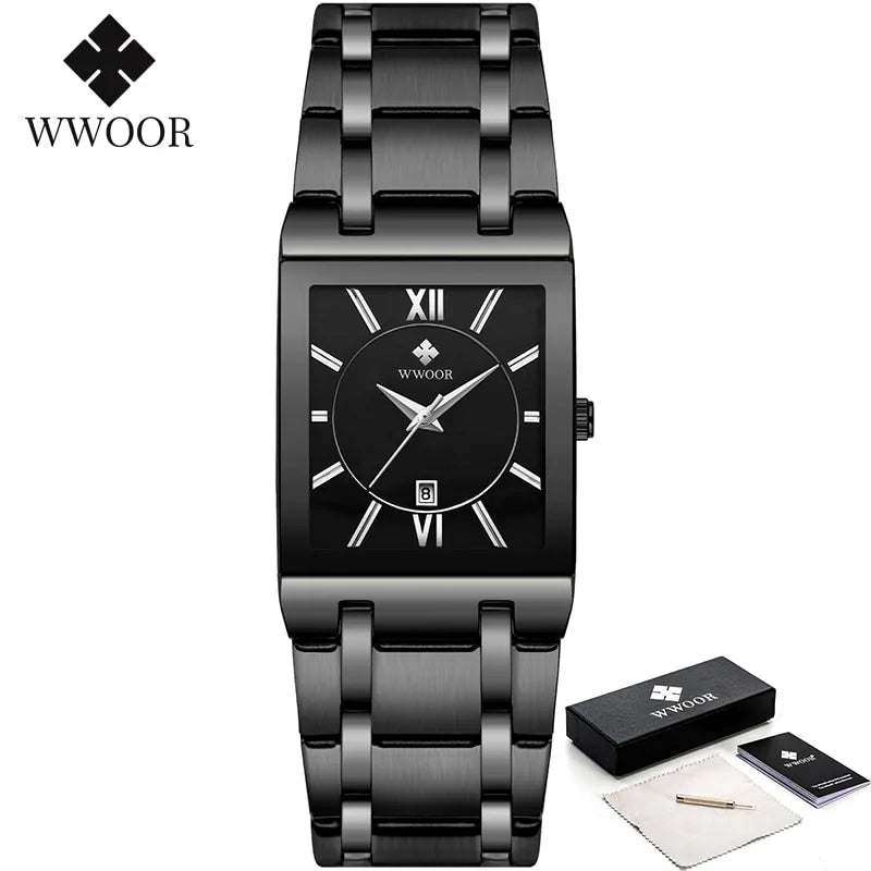 Reloj de Cuarzo para Hombre WWOOR Dorado Cuadrado