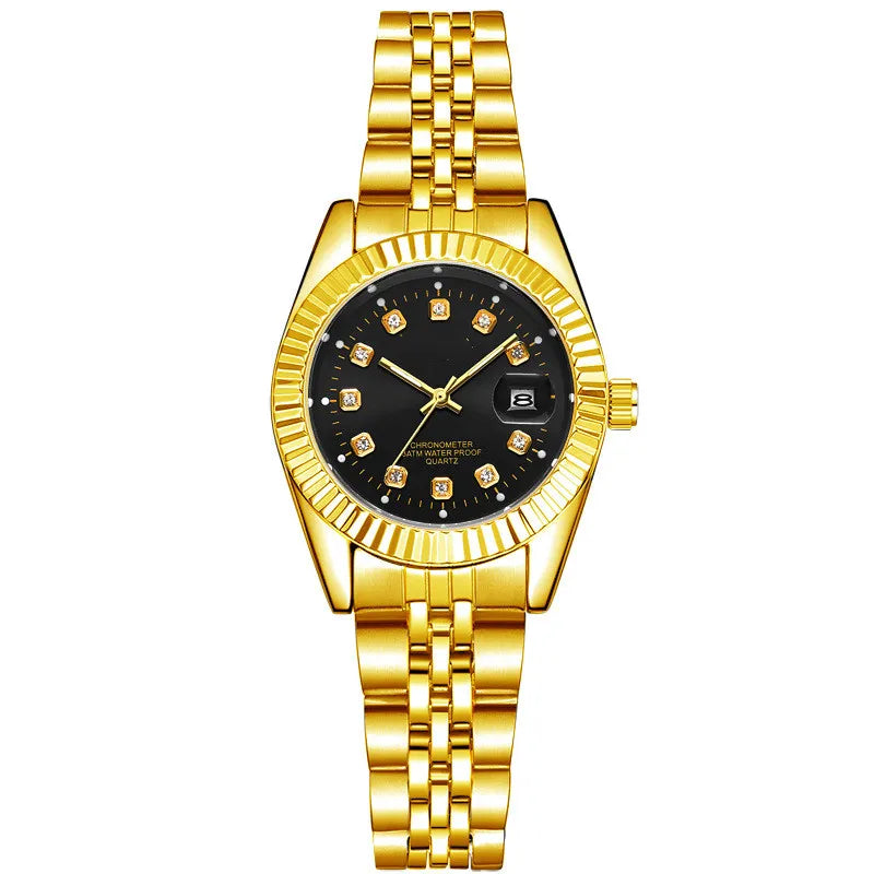 Men's And Women's Student Calendar Room Gold Watch