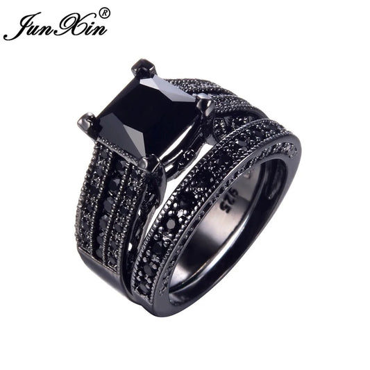 Elegant Black Gold Filled Zircon Ring