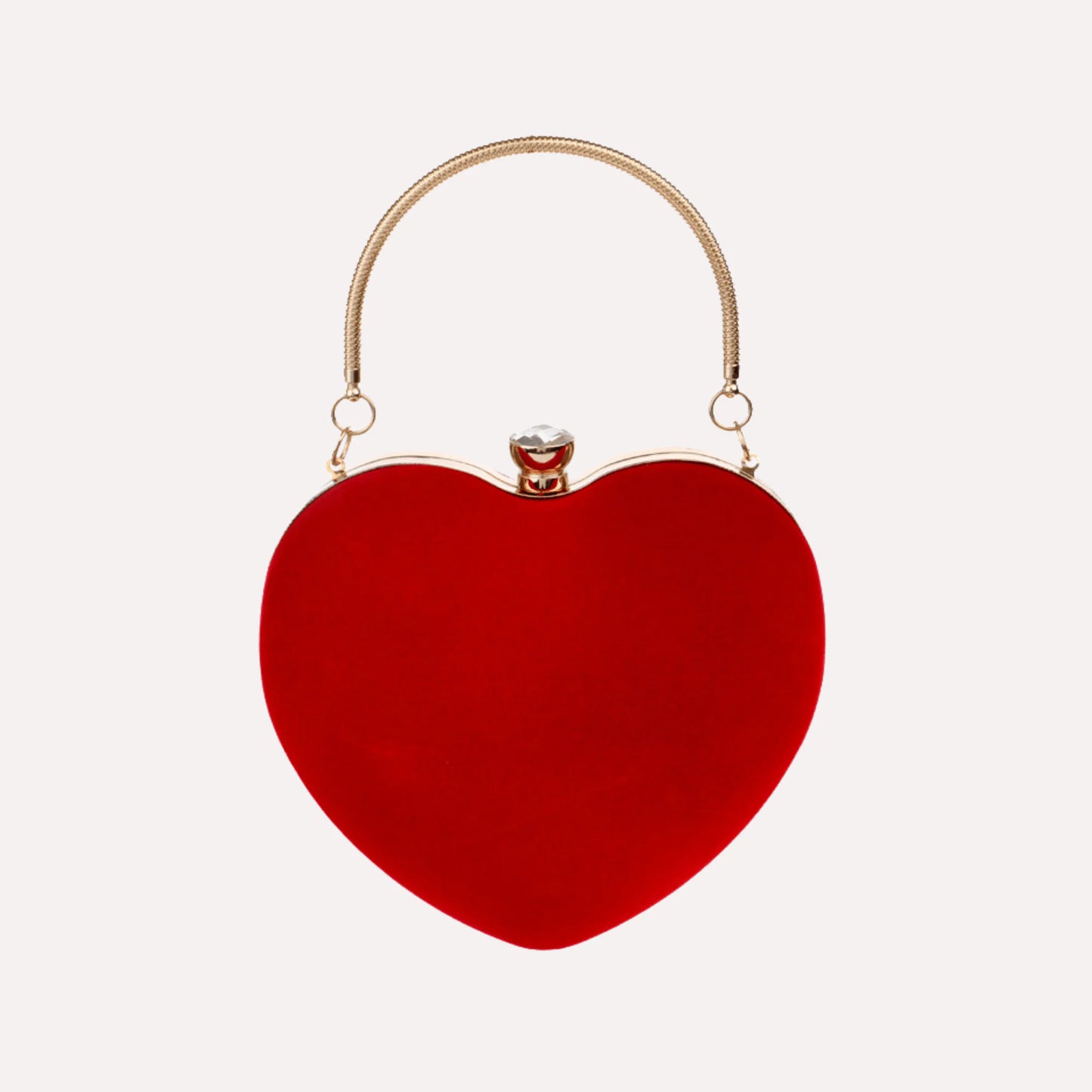 Bolso de Mano de Terciopelo en Forma de Corazón