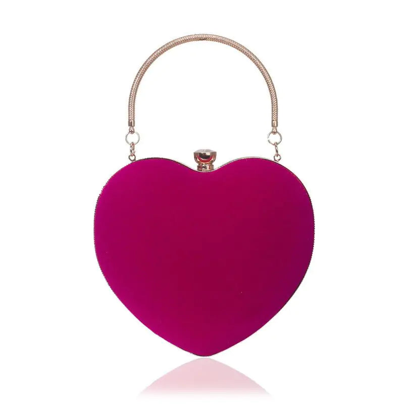 Bolso de Mano de Terciopelo en Forma de Corazón