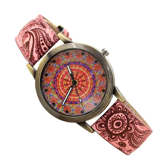 Reloj Pretty Patterns con Correa de Estilo Henna y Esfera Mandala