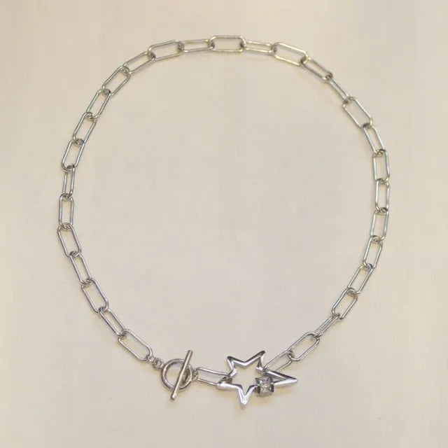 Collar de Estrella con Cierre de Acero Inoxidable Dorado