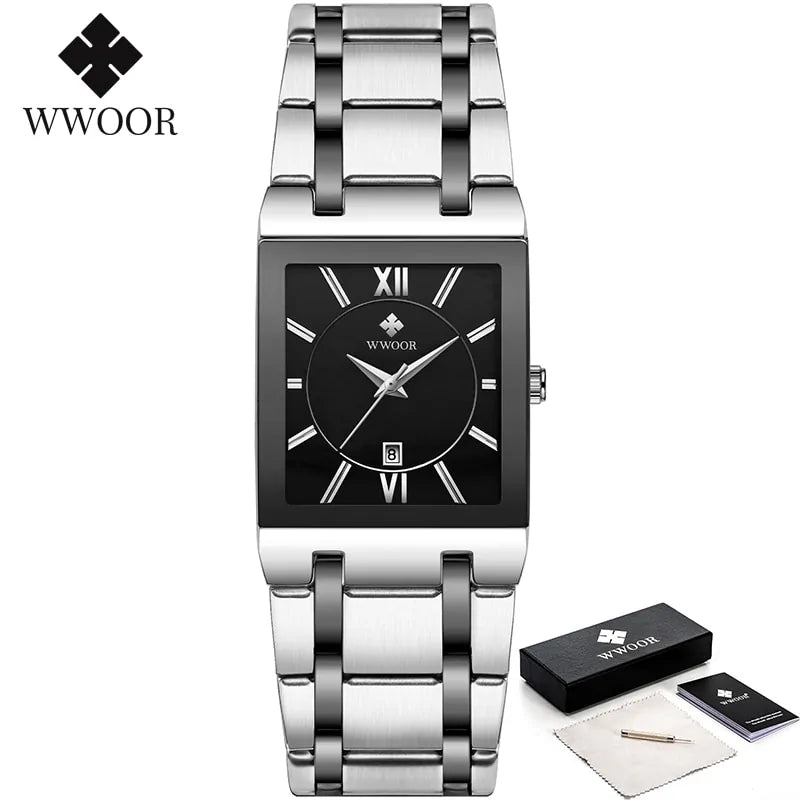 Reloj de Cuarzo para Hombre WWOOR Dorado Cuadrado