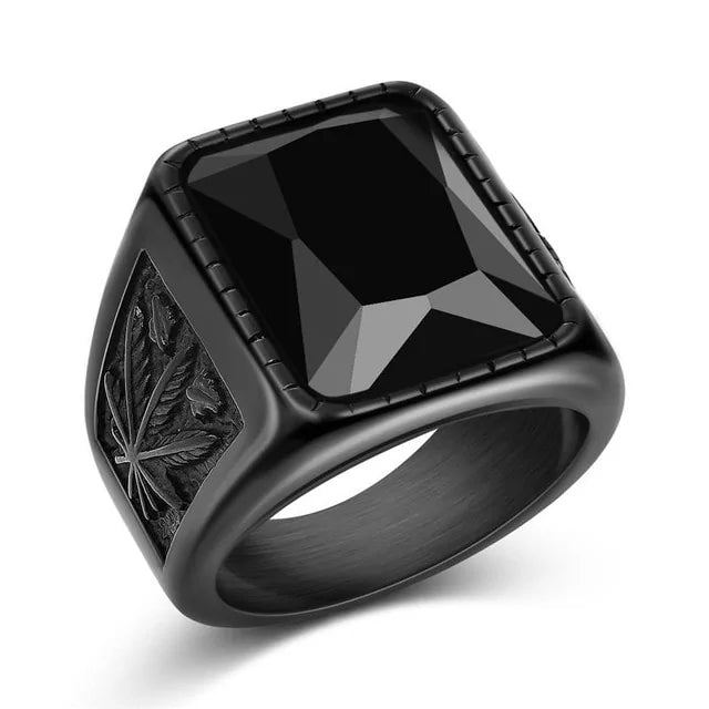 Anillo de Sello de Acero de Titanio con Símbolo Valknut Estilo Punk