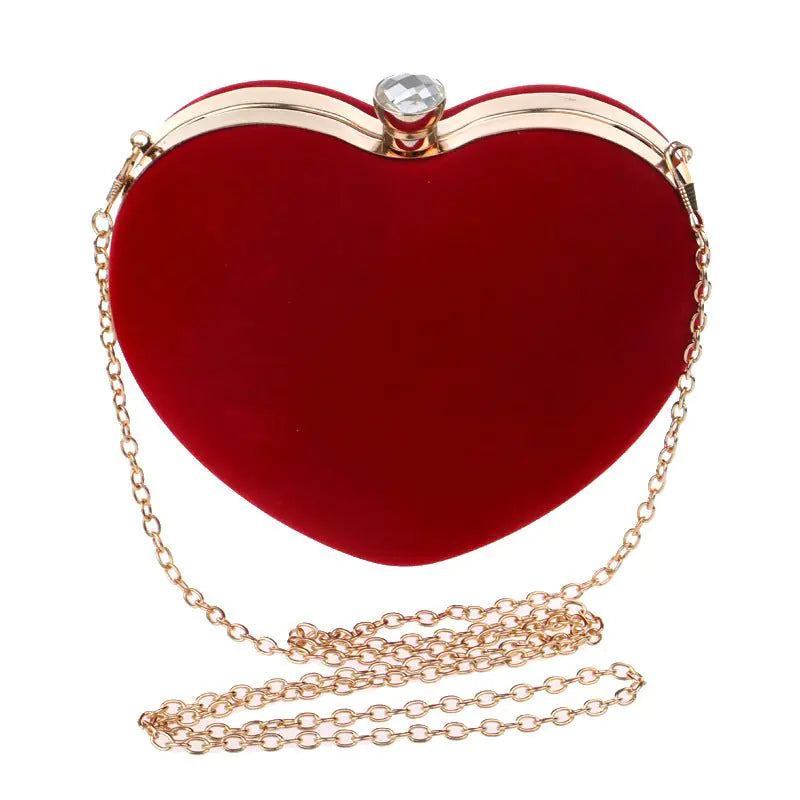 Bolso de Mano de Terciopelo en Forma de Corazón