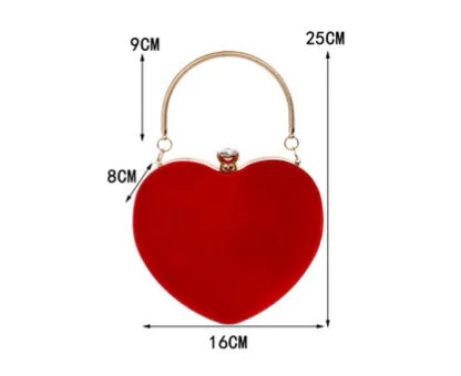 Bolso de Mano de Terciopelo en Forma de Corazón