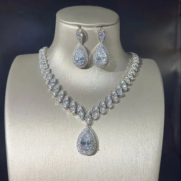 Zircon Necklace & Earring Set