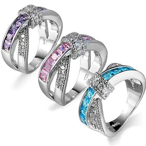 Anillo You Cross My Mind con Cristales de Diamante en 3 Colores Encantadores