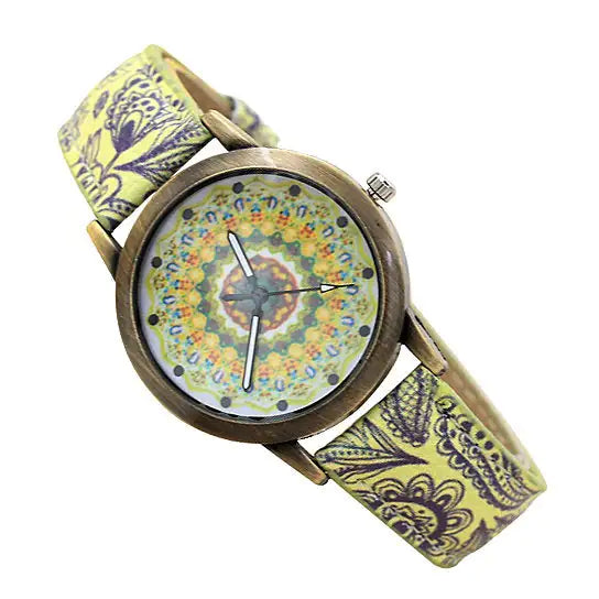 Reloj Pretty Patterns con Correa de Estilo Henna y Esfera Mandala