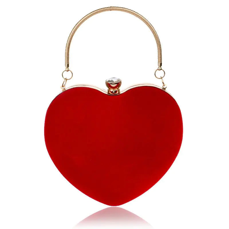 Bolso de Mano de Terciopelo en Forma de Corazón