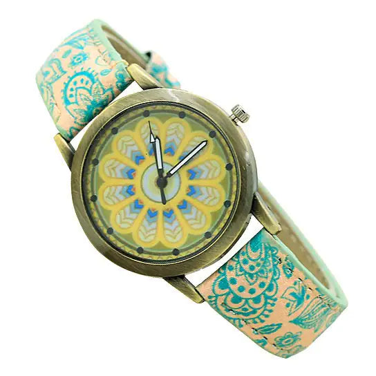 Reloj Pretty Patterns con Correa de Estilo Henna y Esfera Mandala