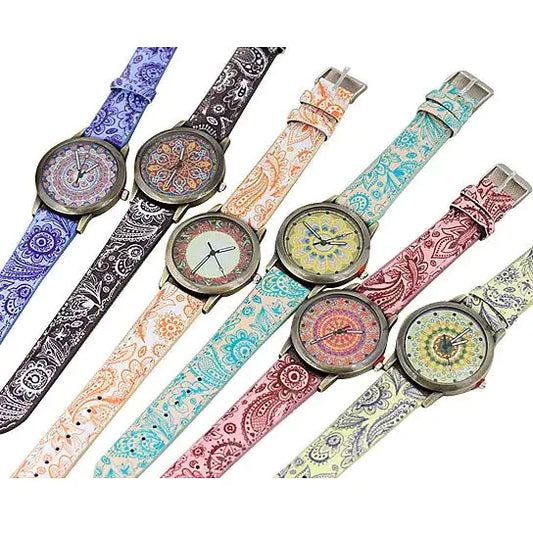 Reloj Pretty Patterns con Correa de Estilo Henna y Esfera Mandala