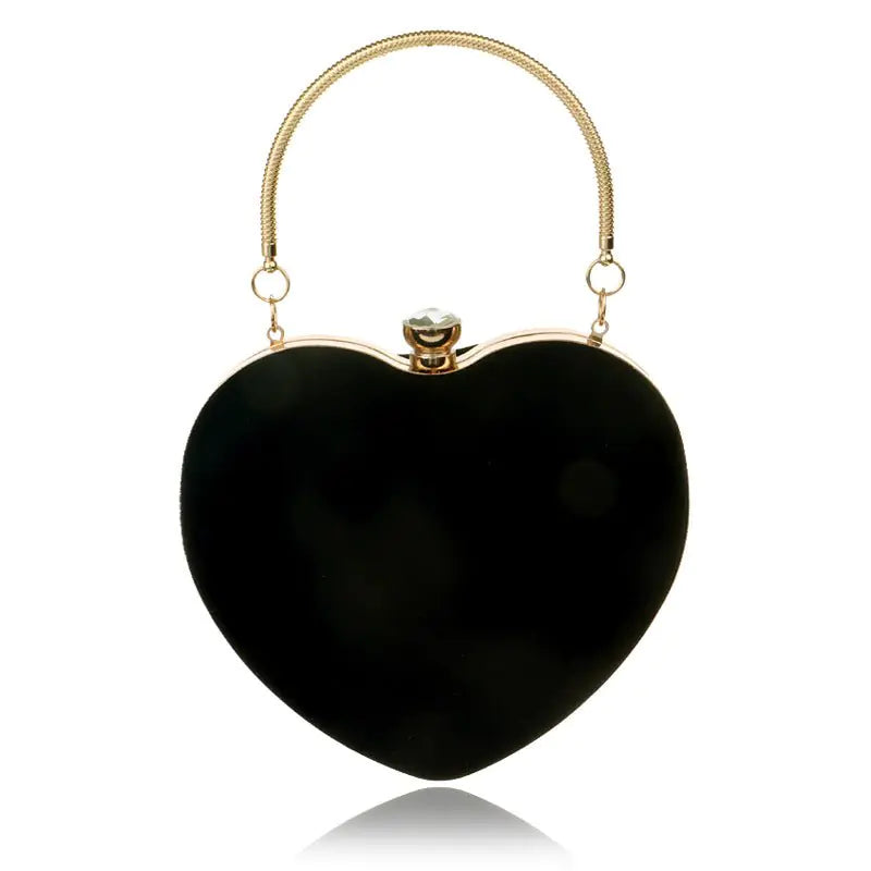 Bolso de Mano de Terciopelo en Forma de Corazón