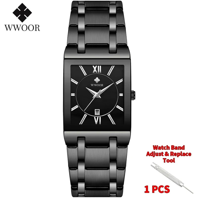 Reloj de Cuarzo para Hombre WWOOR Dorado Cuadrado